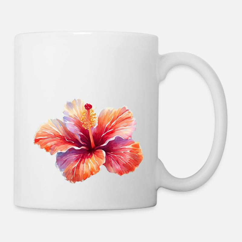 Hibiskusblüte bunt - Tasse - Weiß