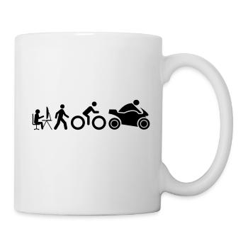 Evolution eines Motorradfahrers - Tasse - Weiß - Rechts