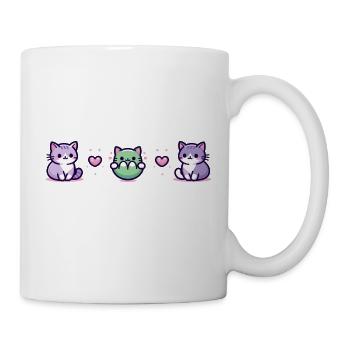 Three cats with a small heart - Mug - white - Right