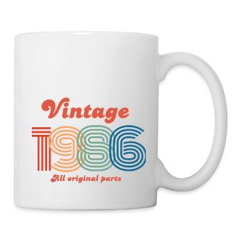 Jahrgang 1986, alle Originalteile - Tasse - Weiß - Rechts