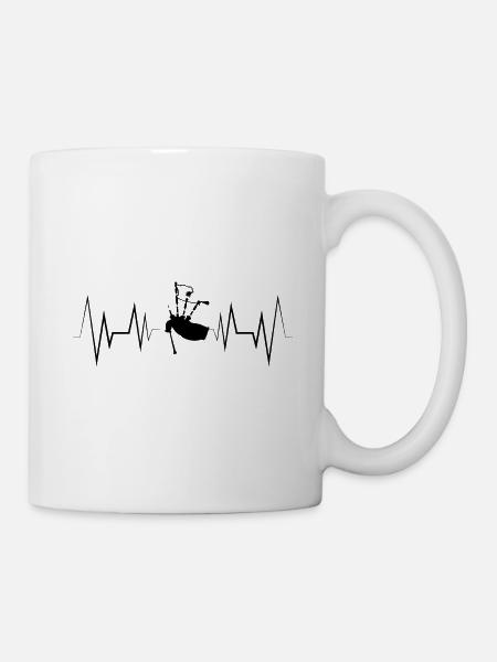Heartbeat Bagpipes Silhouette - Mug - white