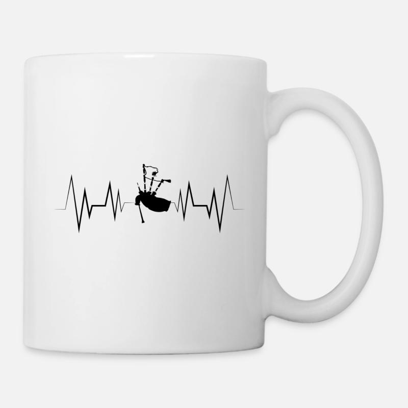Heartbeat Bagpipes Silhouette - Mug - white