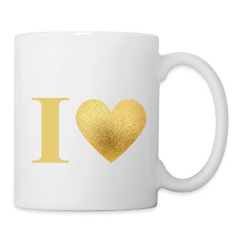 Lettre i cœur doré - Mug blanc - blanc - Droite