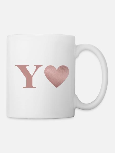 Buchstabe y Herz roségold - Tasse - Weiß