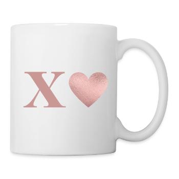 Buchstabe x roségoldenes Herz - Tasse - Weiß - Rechts