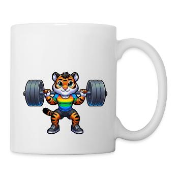 Rainbow Tiger Squatting In The Gym - Mug - white - Right