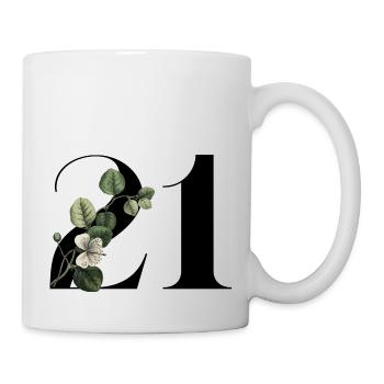 Numéro 21 floral vert -21e anniversaire floral - Mug blanc - blanc - Droite