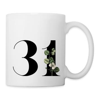 Nummer 31 Blumengrün - 31. Blumengeburtstag - Tasse - Weiß - Rechts