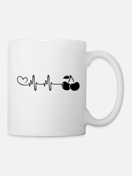 Kirschen Puls Herzschlag - Tasse - Weiß