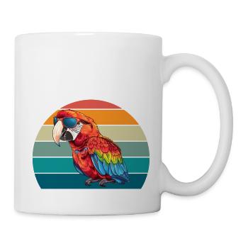 Papagei Retro Vogel Sommer - Tasse - Weiß - Rechts