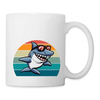 Shark Retro Funny Summer Beach - Mug - white - Right