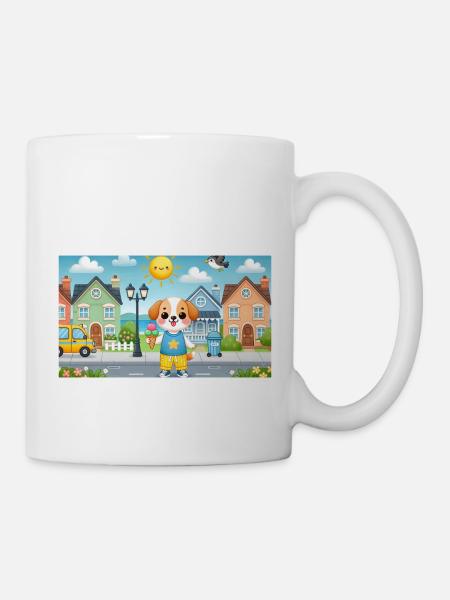 Kleiner Hund mit Eis - Tasse - Weiß