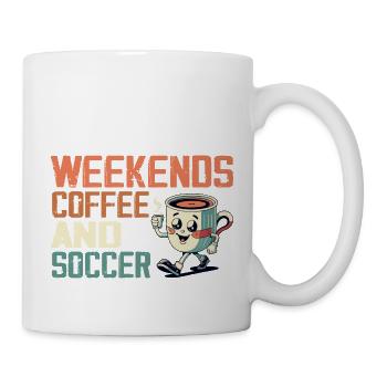 Wochenenden Kaffee und Fußball Lustig Fußball Fußball - Tasse - Weiß - Rechts