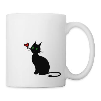 Schwarze Katze - Tasse - Weiß - Rechts