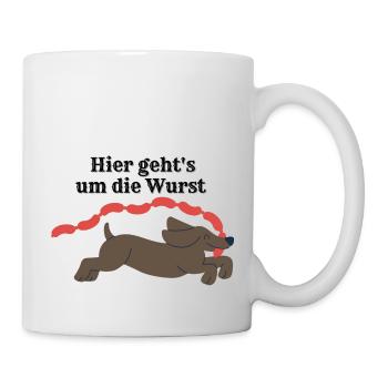 Es geht um die Wurst - Tasse - Weiß - Rechts