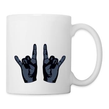Heavy Metal Hard Rock Music Horns Hand Gesture Logo - Mug - white - Right