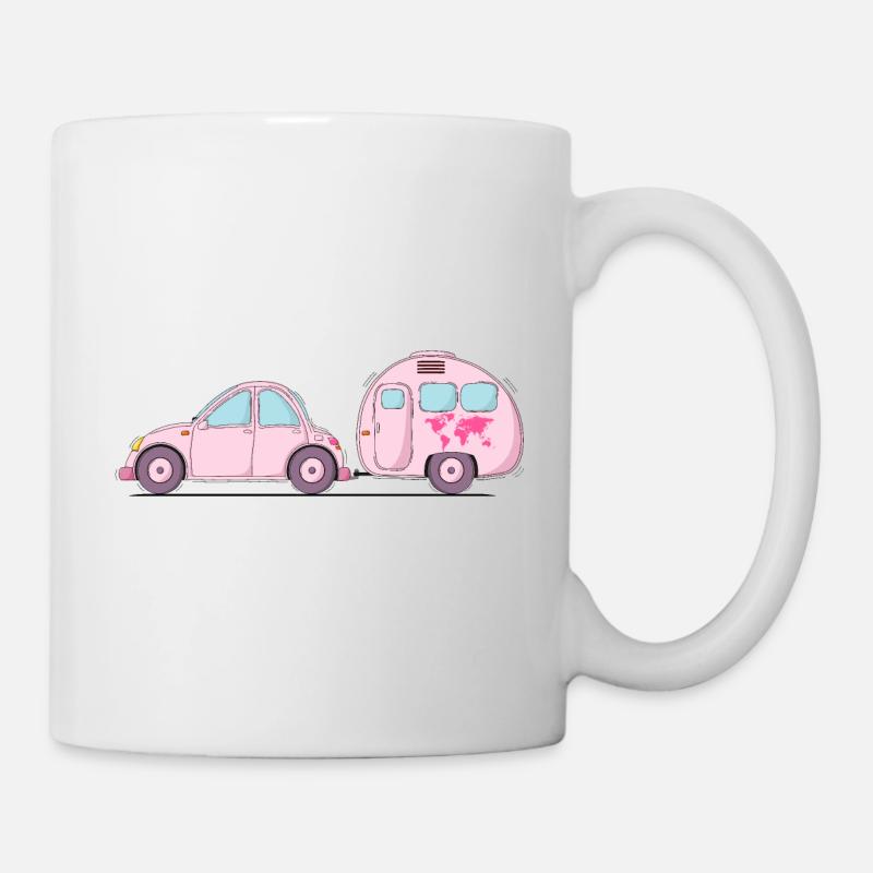 Voiture avec caravane Rosa - Mug blanc - blanc
