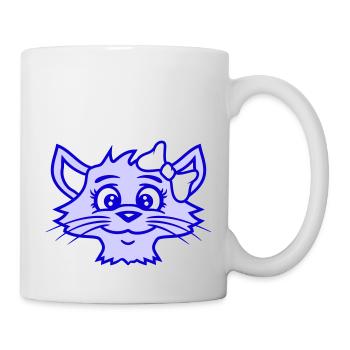 Cute Girl Cat Pretty Bow Woman Female - Mug - white - Right