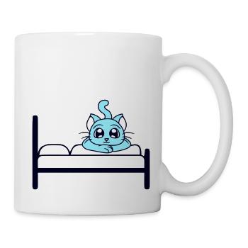 Cat Lying Relaxed On Bed Resting Sleeping - Mug - white - Right