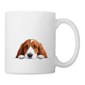 Basset Hound Peeking Mignon Adorable Drôle Animal - Mug blanc - blanc - Droite