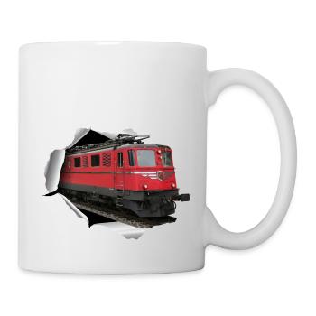 La locomotive Re6/6 brise le papier - Mug blanc - blanc - Droite