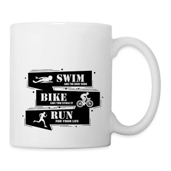 Triathlon Laufen Schwimmen Radfahren - Tasse - Weiß - Rechts