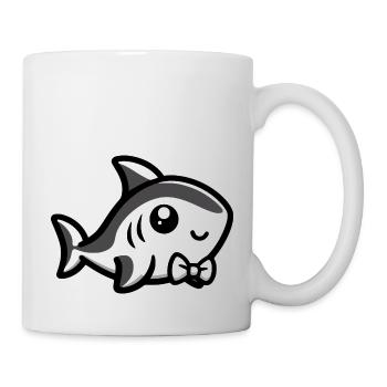 Requin mignon avec nœud papillon - Mug blanc - blanc - Droite