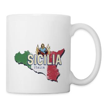 Sicily and Flag Italy Retro Region Map - Mug - white - Right