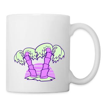 2 Palm Trees Island Tree Stripes Sun Sunset - Mug - white - Right