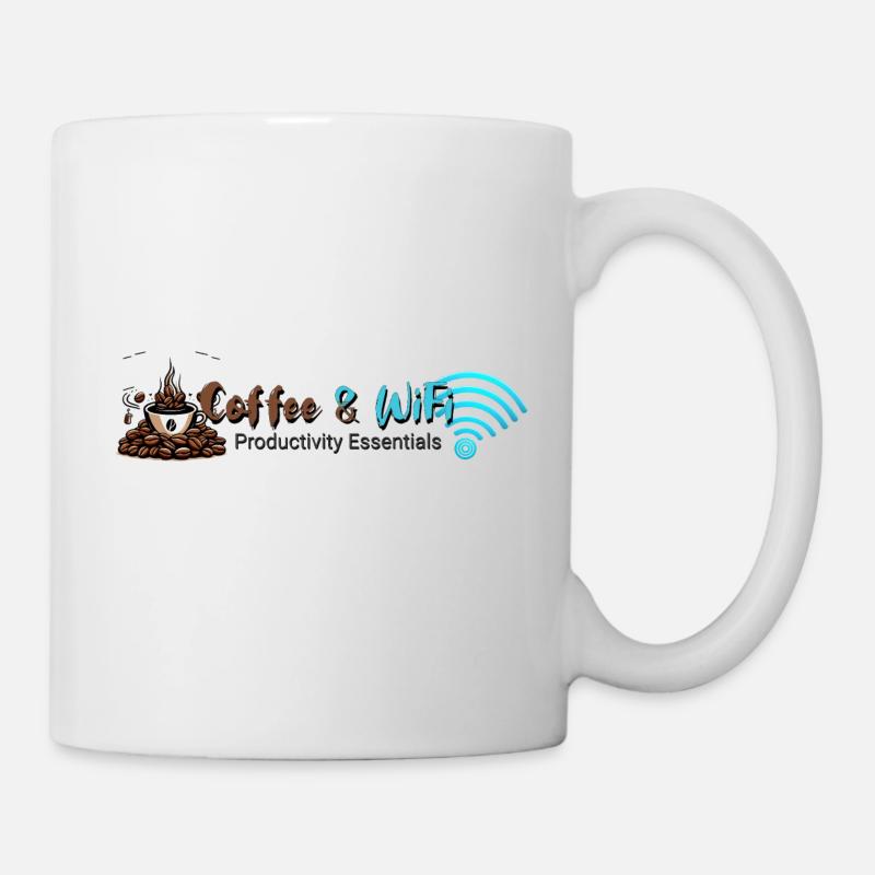 Coffee & WiFi – Productivity Essentials Design - Tasse - Weiß