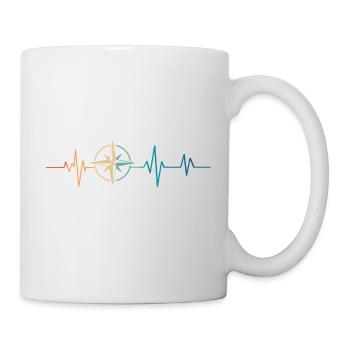 Retro Heartbeat Kompass - Tasse - Weiß - Rechts