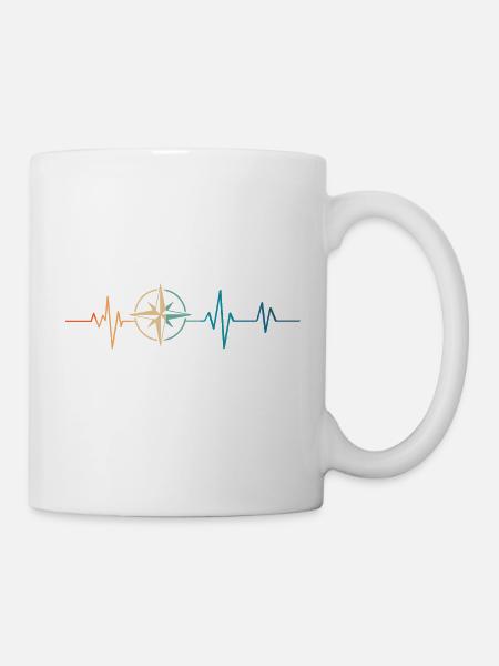 Battement de coeur rétro boussole - Mug blanc - blanc