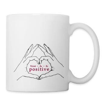 Hands form a heart. Think/Do/Be positive - Mug - white - Right