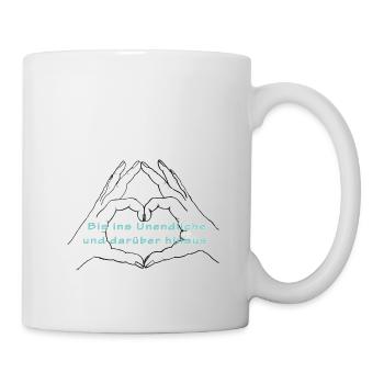 Hände formen ein Herz. Bis ins Unendliche. Love - Tasse - Weiß - Rechts