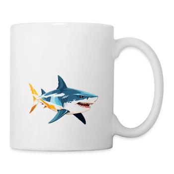 Hai Vektor Kunst mit lebendiger Farbillustration - Tasse - Weiß - Rechts