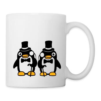 2 Messieurs Pingouin Sir M. Monocle Chapeau Haut de Forme - Mug blanc - blanc - Droite