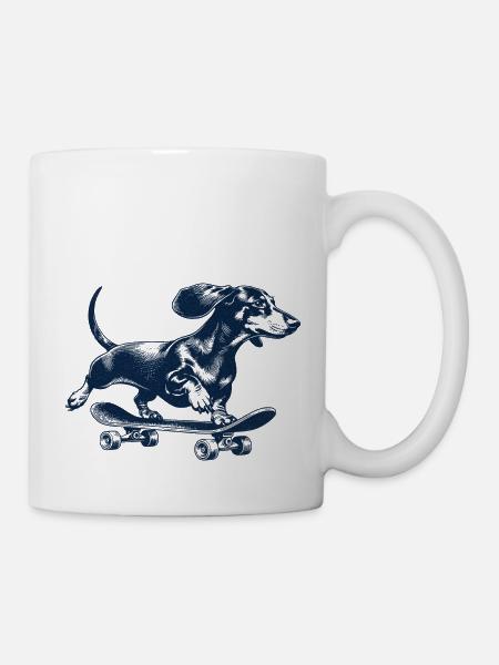 Skater Dackel - Tasse - Weiß