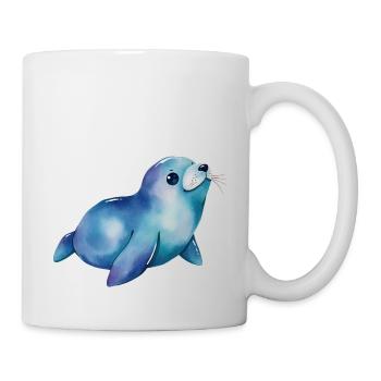 Cute Seal Watercolor Art - Adorable Animal Design - Mug - white - Right