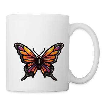 Bande dessinée papillon - Mug blanc - blanc - Droite