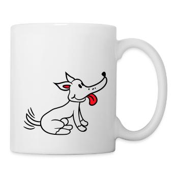 Dog wagging excited cute happy - Mug - white - Right