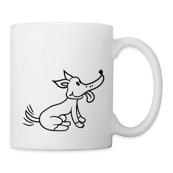 Dog wagging sweet happy excited - Mug - white - Right