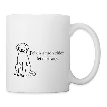 J’obéis à mon chien (et il le sait) - Mug blanc - blanc - Droite