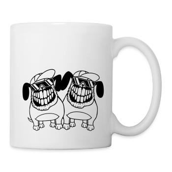 Deux chiens monstre méchant dangereux dents souriant - Mug blanc - blanc - Droite