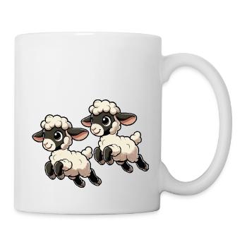 Lambs hopping black and white - Mug - white - Right