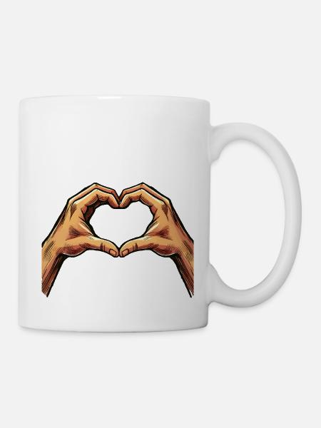 hand herz - Tasse - Weiß
