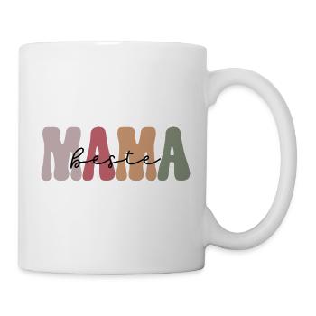 Beste Mama- retro-herbsttöne - Tasse - Weiß - Rechts