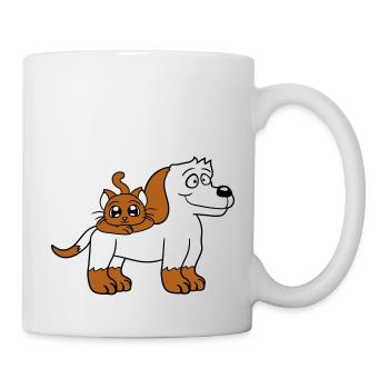 Chien Chat Deux Amis Équipe Chaton 2 Duo Équipage - Mug blanc - blanc - Droite
