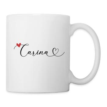 Carina Name Vorname Kalligrafieherz - Tasse - Weiß - Rechts