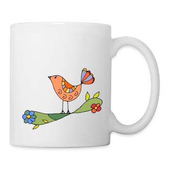 Bunter Vogel - Tasse - Weiß - Rechts