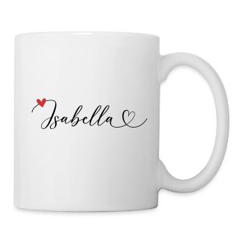 Isabella Last name First name Calligraphy heart - Mug - white - Right